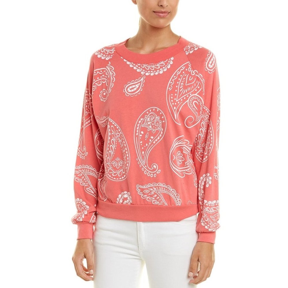 WILDFOX Jumbo Paisley Coral Sweatshirt M New